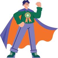 Flat style illustration showing best worker vector