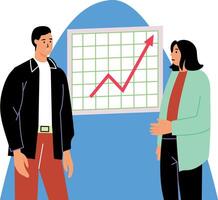 A flat style illustration depicting cost rising graph vector