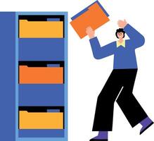 A character searching a lost files, flat style illustration vector