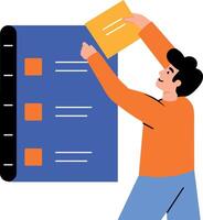 A character doing work planning, flat style illustration vector