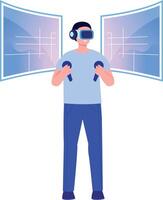 A flat style illustration showing virtual reality vector