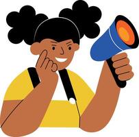 A flat style illustration showing activist holding sound maker vector