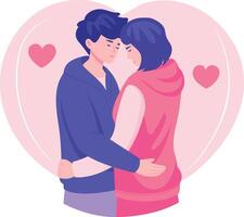 A flat style illustration showing a couple holding close each other vector