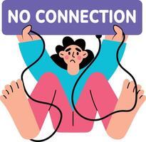 Flat style illustration depicting no connection internet failure vector