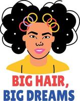 A flat style sticker of girl showing ringlet curls vector