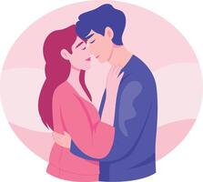 A flat style illustration showing spouse hugging each other vector