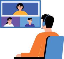 A character a conference call, flat style illustration vector
