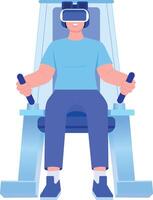 A flat style illustration showing vr simulation vector
