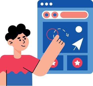 un plano estilo ilustración demostración microinteracción sistema vector