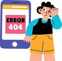 Flat style illustration showing a phone error alert screen vector