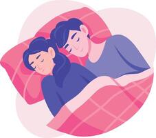 A flat style illustration showing a couple nap vector