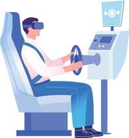 A flat style illustration showing playing car simulation game vector