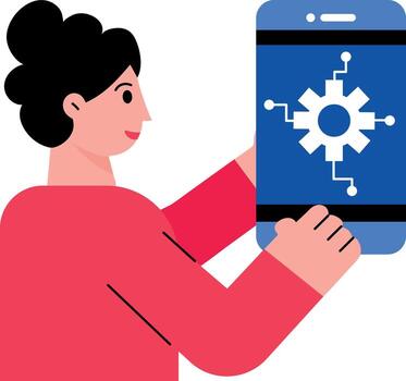 A character doing api configuration, flat style illustration vector