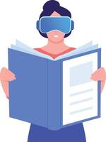A flat style illustration showing a person doing vr reading vector