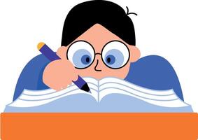 A flat style illustration showing a character doing proofreading vector