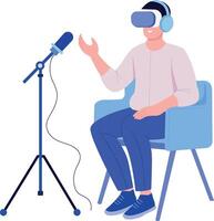 A flat style illustration showing a person doing vr podcast vector