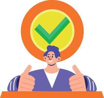 A flat style illustration showing success of a character vector