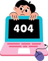 Flat style illustration depicting a laptop error on screen vector