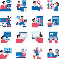 Collection of Software Designing Flat Illustrations vector
