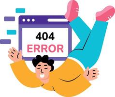 A flat style illustration showing a 404 issue message vector