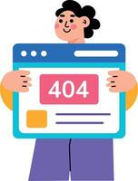 Flat style illustration depicting a missing page screen view vector