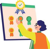 A flat style illustration showing achievements of a person vector