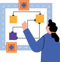 A character setting a new workflow, flat style illustration vector