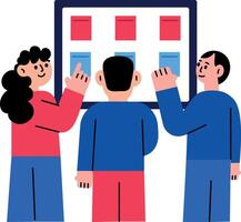 A flat style illustration showing a group meeting vector