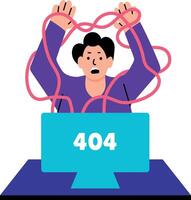 Flat style illustration showing tangled cords of a system vector