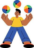 Flat style illustration depicting a character juggling balls vector
