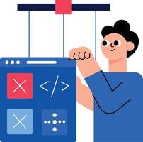 A flat style illustration showing a website control system vector