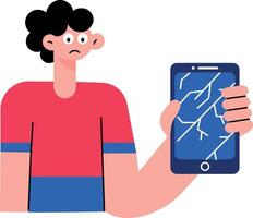 A flat style illustration showing app crash vector