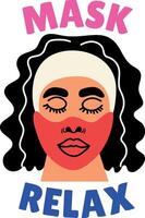 A flat style sticker of a character using beauty mask vector