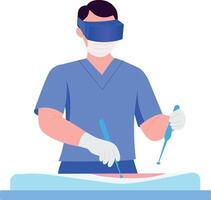 A flat style illustration showing surgeon practicing of operate vector