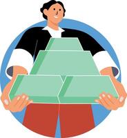 An illustration of gold hoarding in flat style vector
