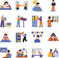 Set of Flat Style Work Characters Illustrations vector