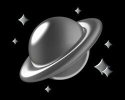 Chrome planet 3d sticker in y2k style with in space and with stars vector