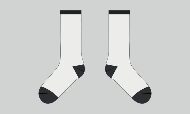 Socks technical drawing template