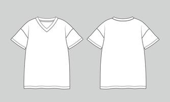 Short sleeve t shirt technical drawing template front and back vector