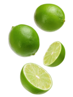 Fresh Green Limes Falling Juicy Citrus Fruit Healthy Food Vitamin C Culinary Ingredient Zesty png