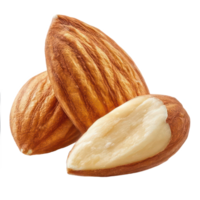 High Resolution Image of Two Almonds One Halved Showing Detail and Texture png