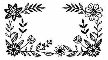 Elegant floral frame with hand-drawn botanical elements for decoration vector