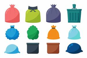 Colorful Garbage Disposal Set Illustration, Vectors Representing Waste Management and Environmental Responsibility