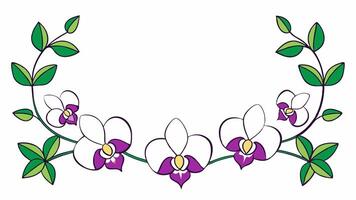 Elegant floral frame with orchids and leaves for invitations and design vector
