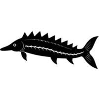 a silhouette of a sturgeon with its long body and whiskers vector