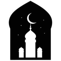 the silhouette of a mosque minaret with a crescent vector