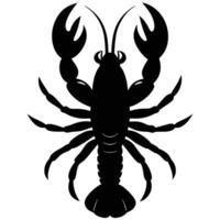 a silhouette of a lobster with its large claws extended vector