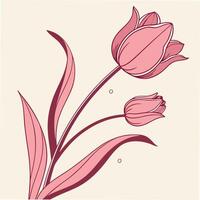 Bright Pink Tulip with Delicate Flowing Edges vector