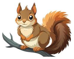 realistic squirrel with fluffy fur and large eyes perched vector