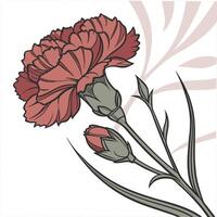 Deep Red Carnation with Ruffled Textured Petals vector